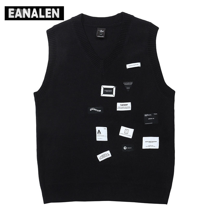 Men's Sweaters Harajuku Vintage Knit Sweater Vest Men's Oversized Thick Sweater Back Heartbeat Pullover Grandpa Ugly Sweater Women's Ae