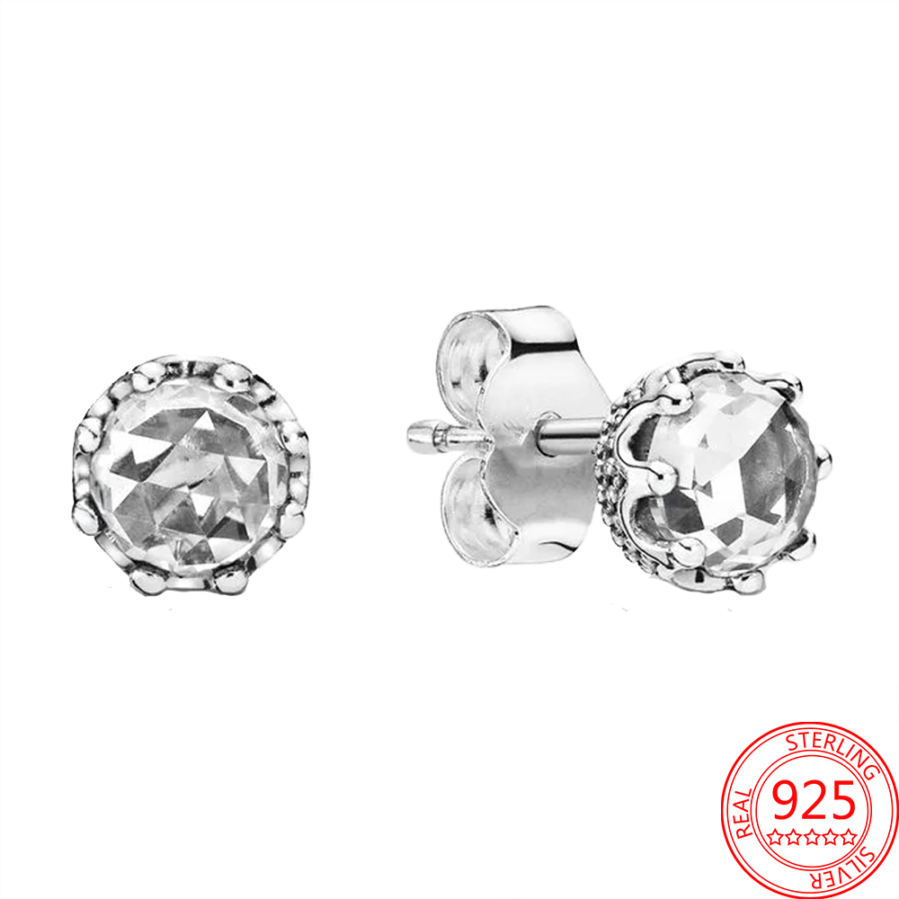 New Popular 925 Sterling Silver Sparking Crown Hoop Earrings Fashion Birthday Gifts Ladies Jewelry Fashion Accessories