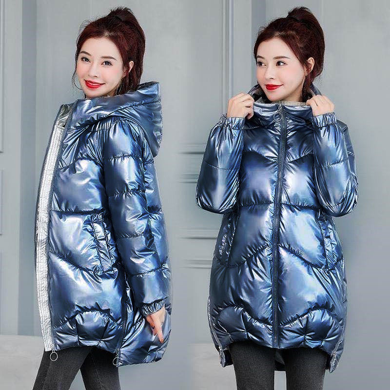 Women's Down Parkas Winter Jacket Parkas Women Glossy Down Cotton Jacket Hooded Parka Warm Female Cotton Padded Jacket Casual Outwear P985 220926