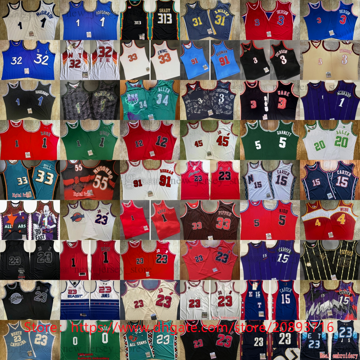 Classic Retro East Basketball Jersey Authentic Double Embroidered Rose James Iverson Pippen Rodman Garnett Wade Carter Mutombo McGrady Hardaway Miller Ewing