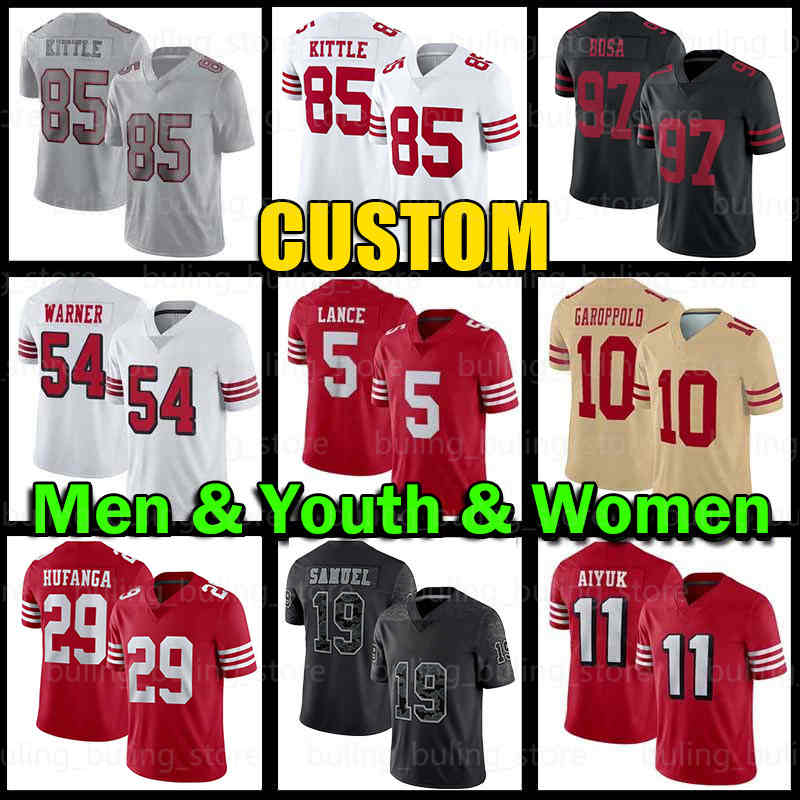 George Kittle Football Jersey Talanoa Hufanga Trey Lance Deebo Samuel San Franciscos Nick Bosa Fred Warner Rice 49eres Jimmy Garoppolo Brandon Aiyuk Kyle Juszczyk, Custom men (49 ren)+patch
George Kittle Football Jersey Talanoa Hufanga Trey Lance Deebo Samuel San Franciscos Nick Bosa Fred Warner Rice 49eres Jimmy Garoppolo Brandon Aiyuk Kyle Juszczyk, Custom men (49 ren)+patch