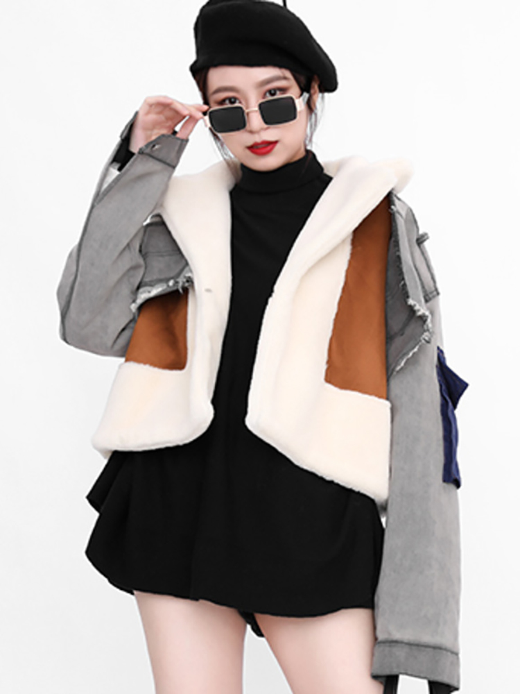 Women's Down Parkas DEAT Leisure Full Sleeve Wool Liner Wde Waisted Turn Down Collar Women Slim Patchwork Woolen Coat Autumn TD659 220926