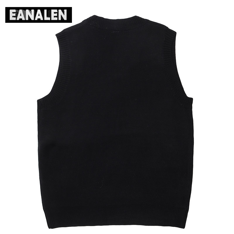 Men's Sweaters Harajuku Vintage Knit Sweater Vest Men's Oversized Thick Sweater Back Heartbeat Pullover Grandpa Ugly Sweater Women's Ae