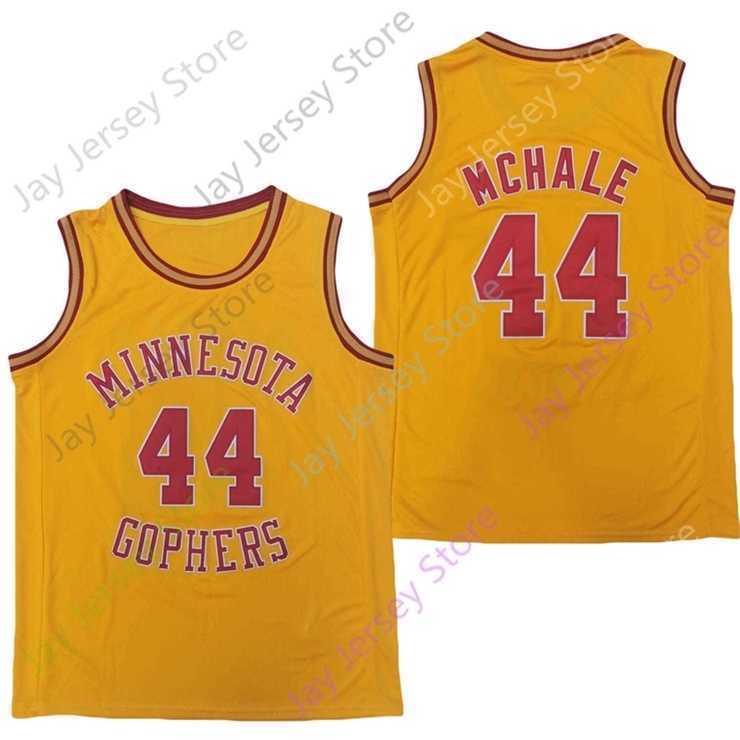 Mitch 2020 New NCAA Minnesota Golden Gophers Jerseys 44 Kevin McHale College Basketball Jersey Yellow Size Youth Adult