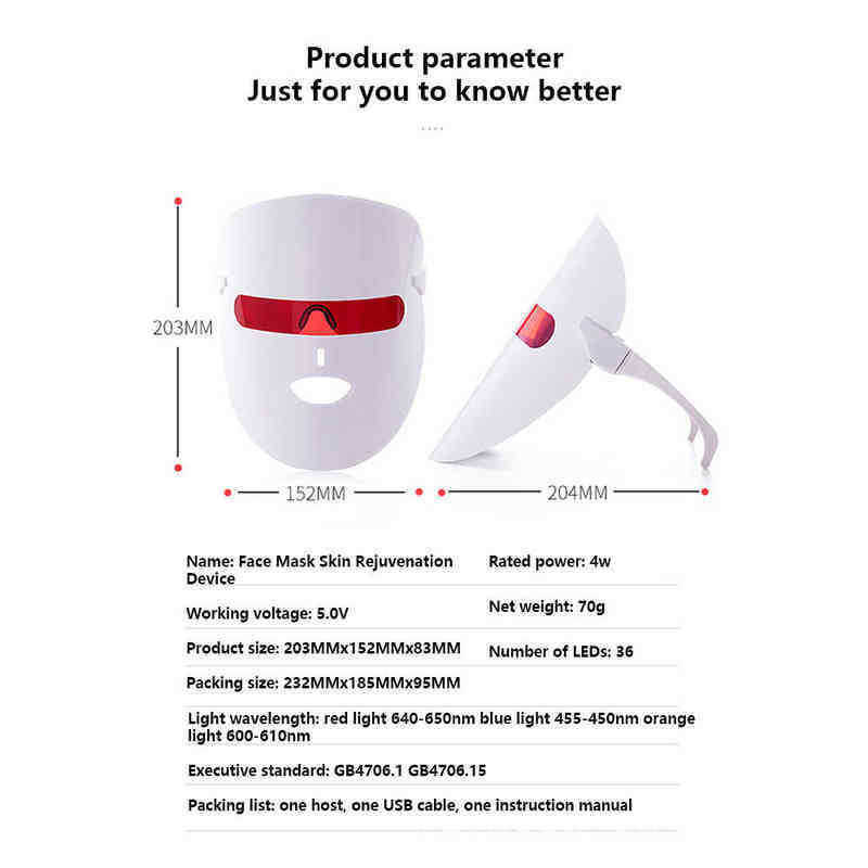 Led Photon Beauty Mask Skin Rejuvenation Machine Spa Acne Remover Blemish Anti Aging Wrinkle Instrument Lift Tighten 220516