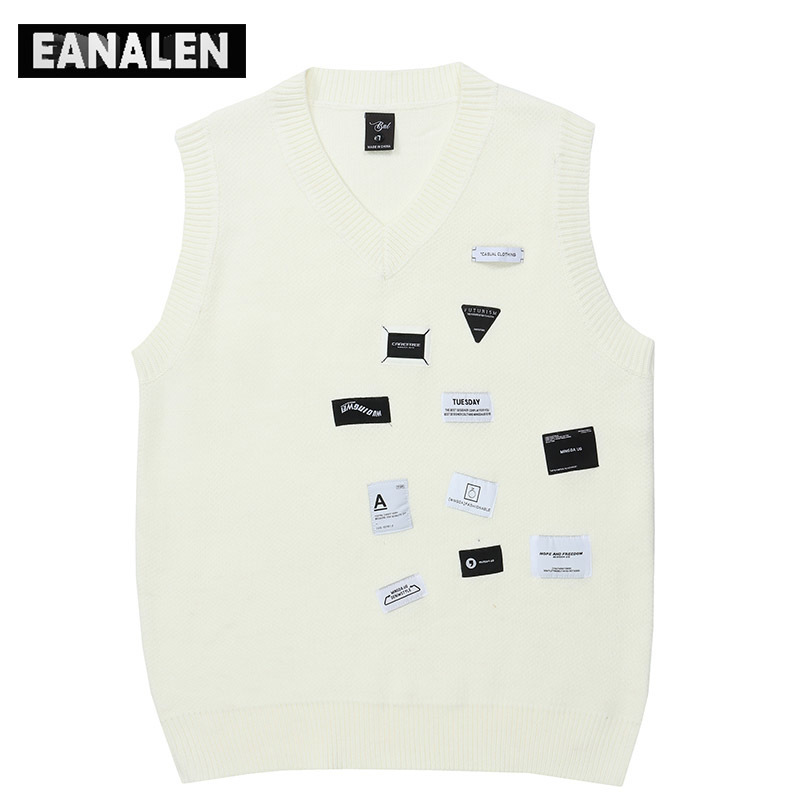 Men's Sweaters Harajuku Vintage Knit Sweater Vest Men's Oversized Thick Sweater Back Heartbeat Pullover Grandpa Ugly Sweater Women's Ae