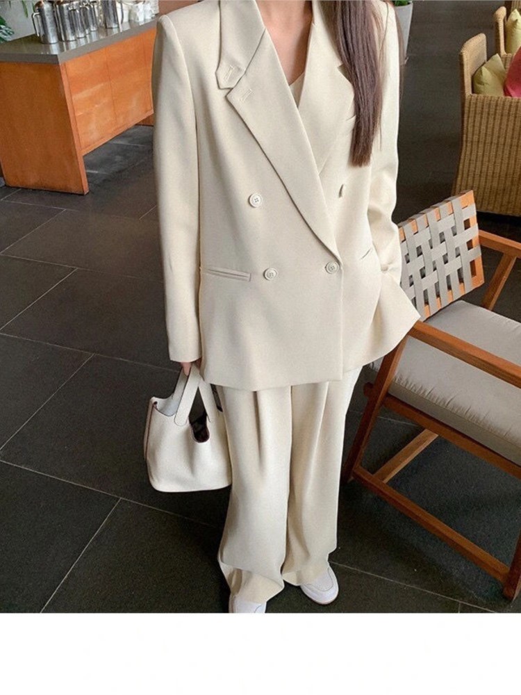 Women's Two Piece Pants Bella Women Office White Suit TwoPiece Pantsuit Elegant Blazer Female Set Casual Loose Pants Jacket Work Clothes 220922