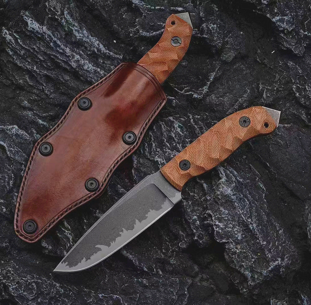 New H9202 High End Survival Straight Knife A2 knife Drop Point Blade Full Tang Linen Handle Outdoor Fishing Hunting Fixed Blade Knives with Kydex