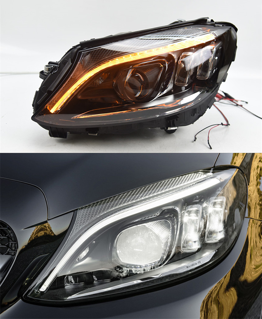 Car Headlights Assembly For Benz W205 C63 20 15-2021 C300 C260 Front Headlight Replacement DRL Daytime Light
