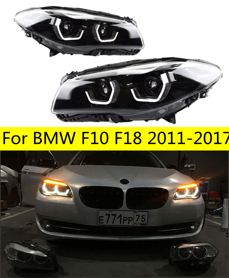 2 PCS Auto Car Head Light Parts For BMW F10 F18 528i 530i 535i M5 20 11-20 17 LED Lamps Headlight Replacement DRL Dual Projector Facelift
