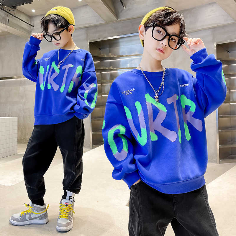 Pullover Teen Boys Sweatshirt Long Sleeve T Shirt Spring Autumn Children s Clothing Letter Print Korean Sport Casual 3 14 Y 220924