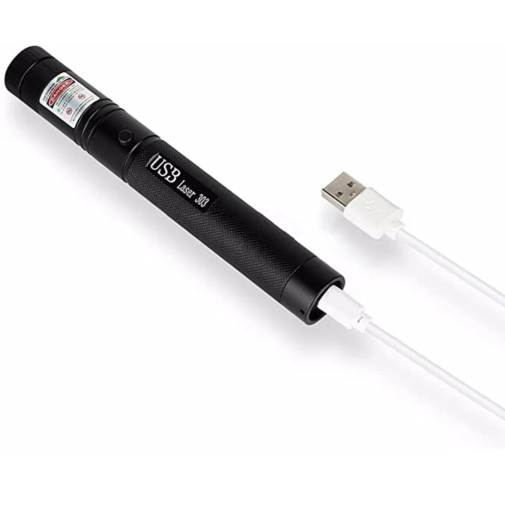 Green Pointers 303 USB Charging Built-in Battery Laser Torch Bluish Purple High Powerful Red Dot Single Point Starry Burning Match Creative Things Gad
