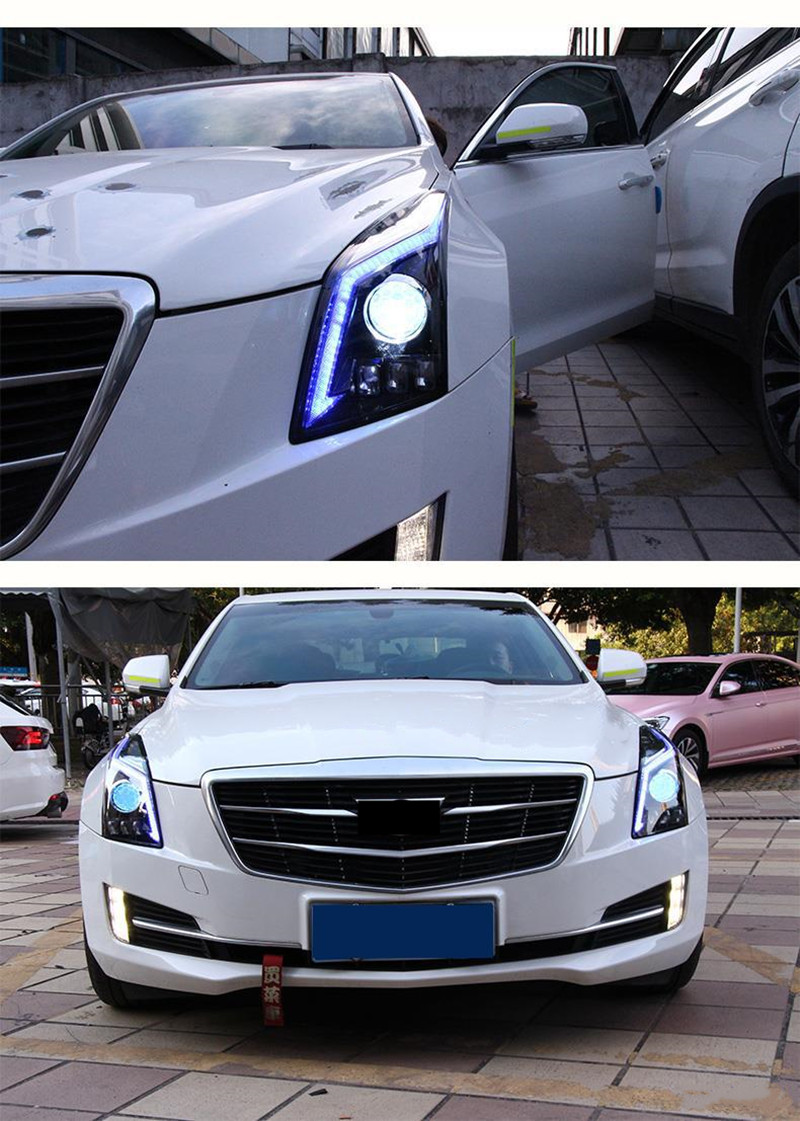 Auto Headlights For Cadillac ATS-L 20 14-20 18 ATS L Headlights LED DRL Running Lights Bi-Xenon Beam Fog Lights Angel Eyes