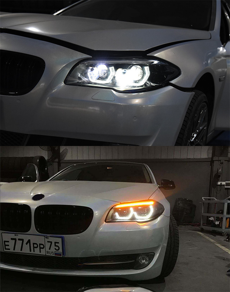 2 PCS Auto Car Head Light Parts For BMW F10 F18 528i 530i 535i M5 20 11-20 17 LED Lamps Headlight Replacement DRL Dual Projector Facelift