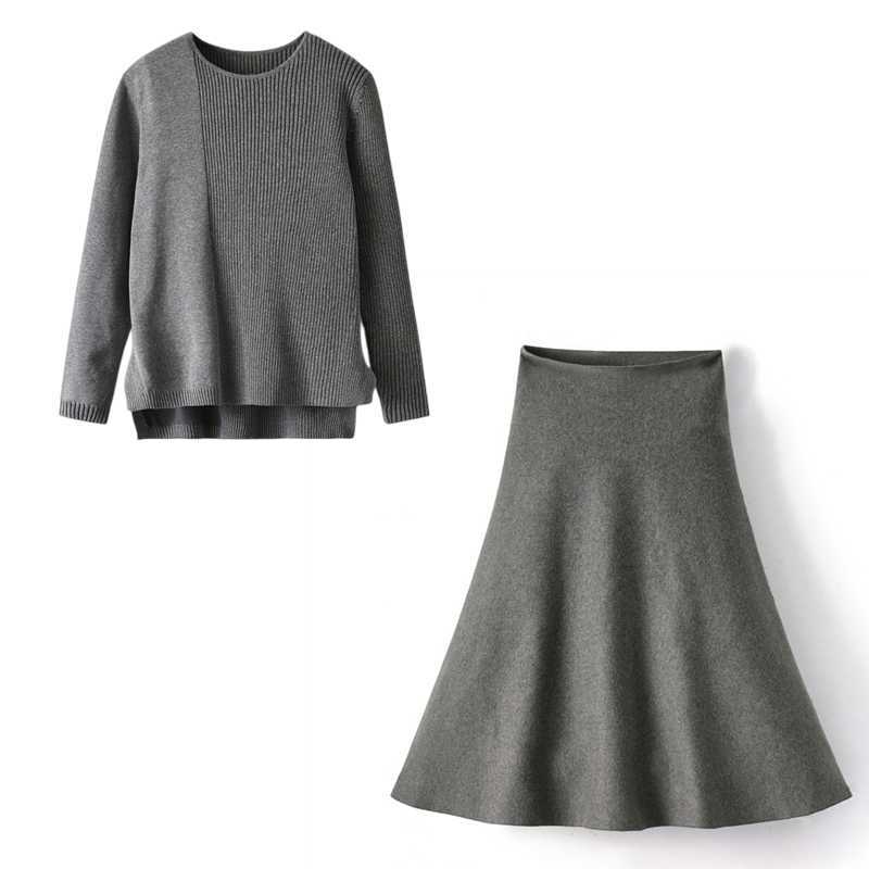 Family Matching Outfits Fashion Women Knitted Clothes Set Femal Knitting Tops Skirts Woman Autumn Winter Knit Clothing 220924