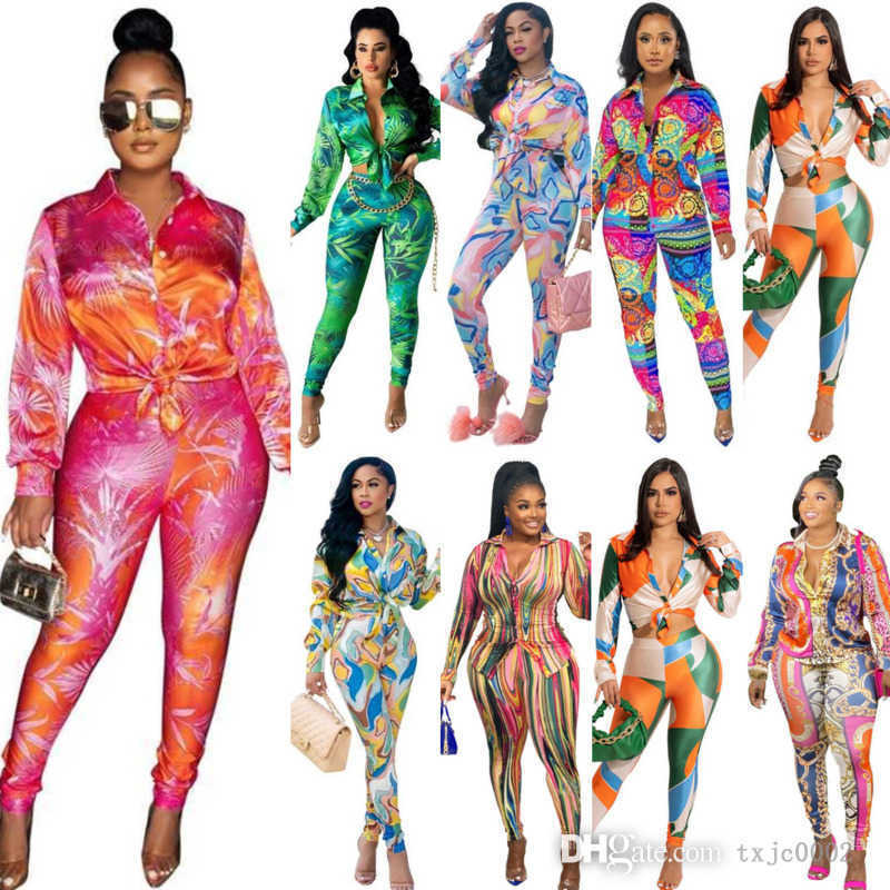 Autumn Two Piece Pants Outfit For Women Tracksuits Long Sleeved Button Printed Shirts Blouses And Leggings Leisure Suit, Orange blue-6
Autumn Two Piece Pants Outfit For Women Tracksuits Long Sleeved Button Printed Shirts Blouses And Leggings Leisure Suit, Orange blue-6