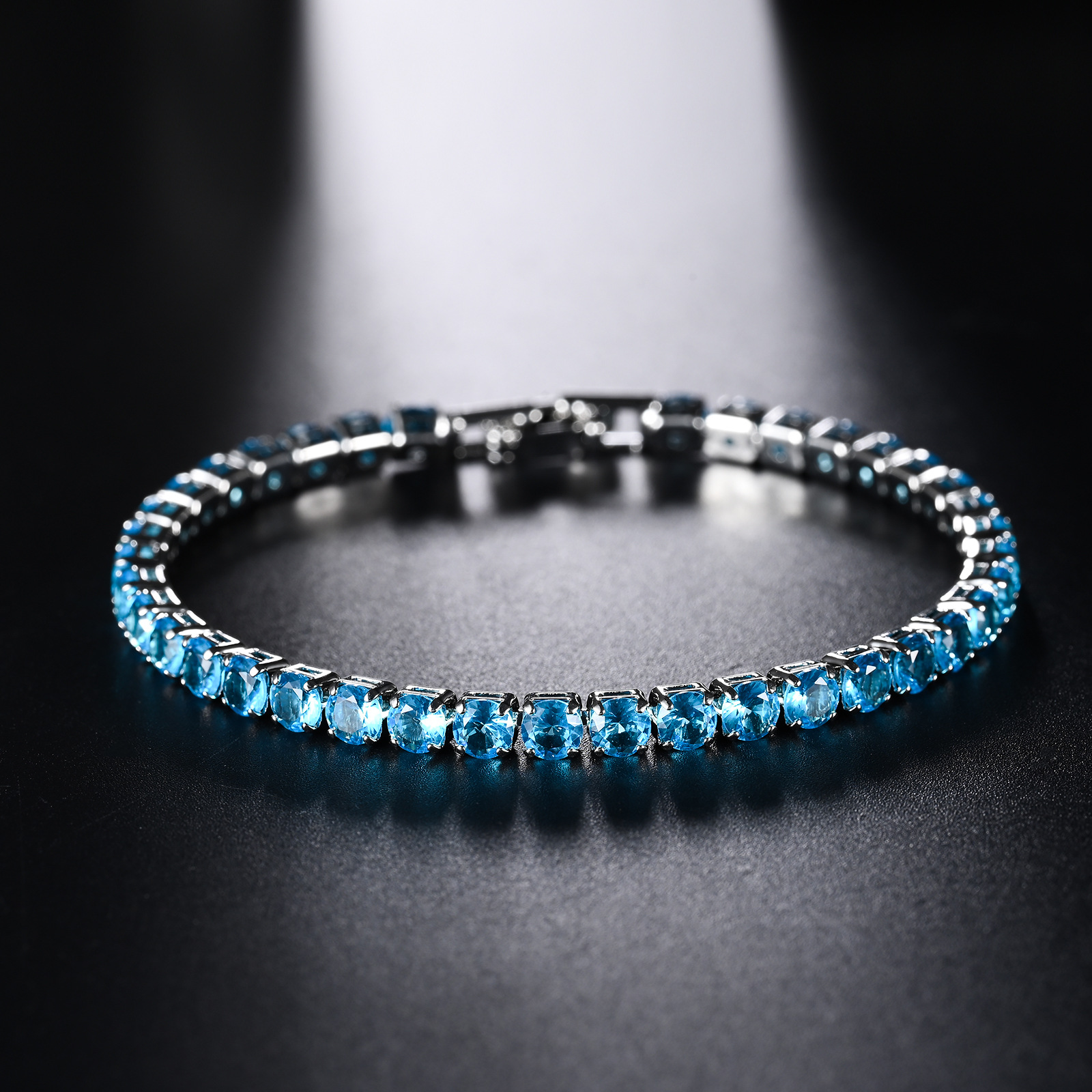 4mm Bling Hip Hop Round Tennis Bracelet for Women Iced Out Cubic Zircon Red Blue Green White Colorful Stone Fashion Hand Chains Bangle Wolf Tide Jewel
