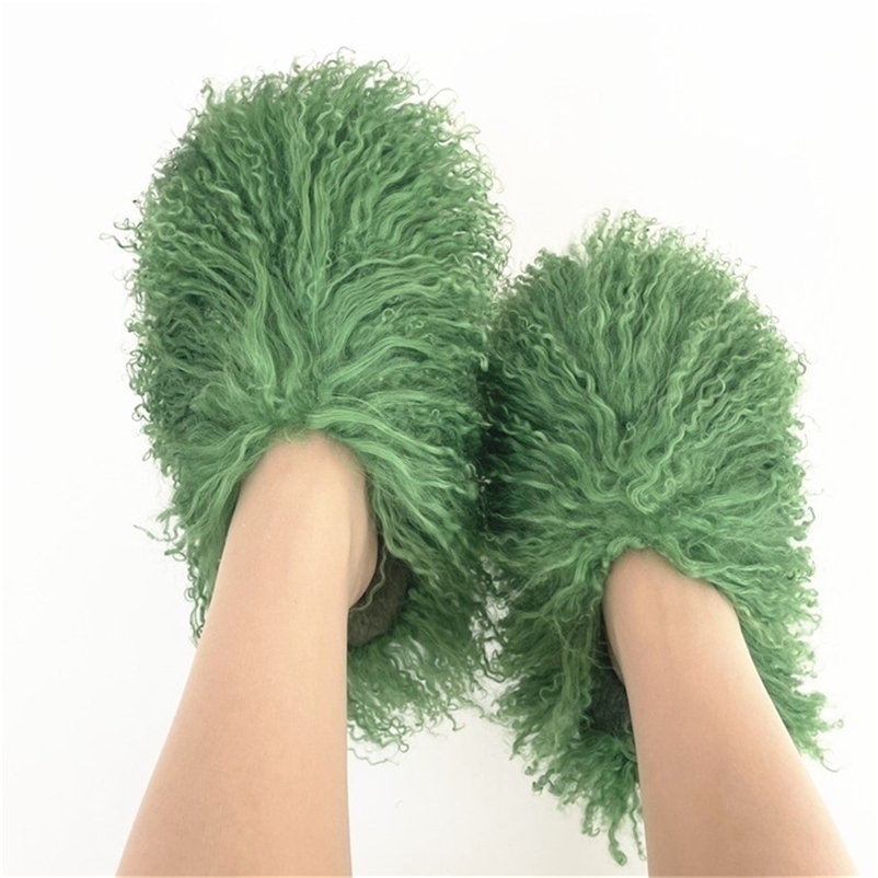 Slippers Summer Women Plush Flat Shoes Outdoor Fashion Mongolian Slides 220923