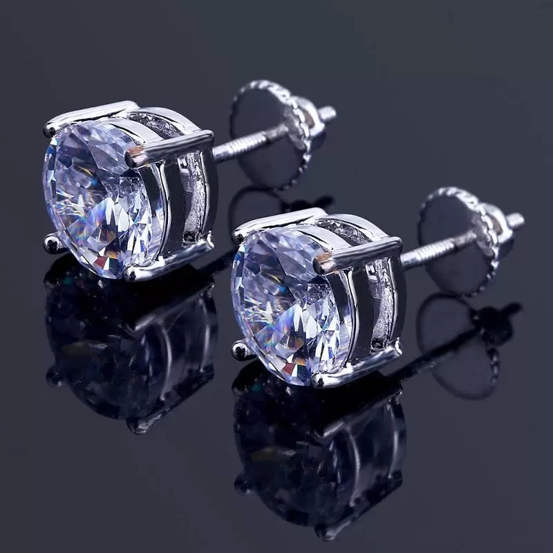 8mm Hip Hop Stud Earrings Silver Gold Plated CZ Earring Mens Womens Earing Ear Ring Women Men designer earings luxury Jewelry Gifts