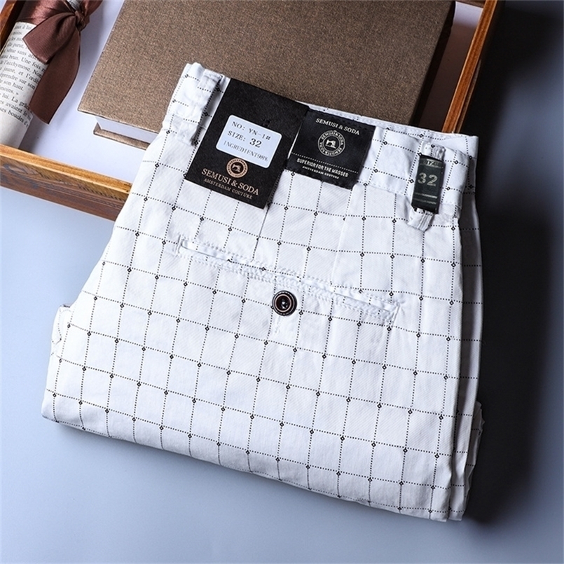 Men's Pants White Summer Plaid Pants Men Korea Style Regular Fit Office Suit Pants Formal Dress Trousers for Men Wendding 220922