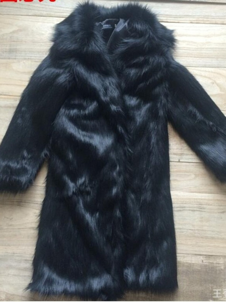 Men's Fur Faux Autumn and Winter Large Lapel Long Jacket fashion thicken Overcoat Mens Clothing 220924