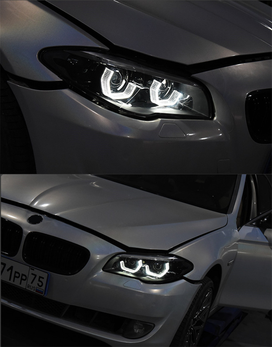 2 PCS Auto Car Head Light Parts For BMW F10 F18 528i 530i 535i M5 20 11-20 17 LED Lamps Headlight Replacement DRL Dual Projector Facelift