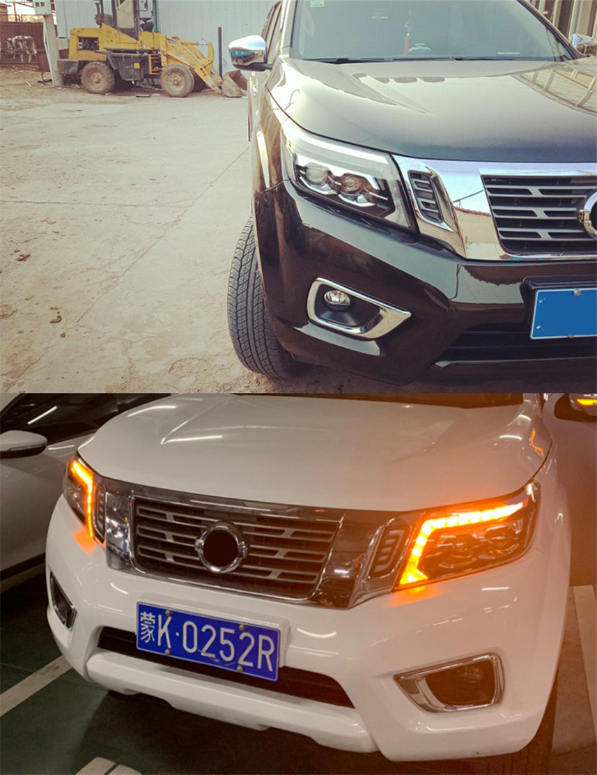 2 PCS Auto Car Head Light Parts For Navara NP300 20 17-2021 Modified LED Lamps Headlights Daytime Running Lights