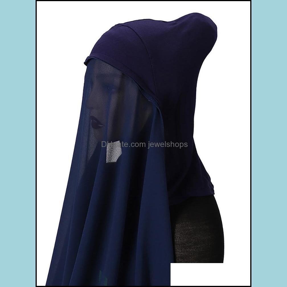 Hijabs Hijab With Undercap Attached Neck Er Matching Turban Underscarf Muslim Fahion Veil Shawl Women Instant Cap 220813 D Jewelshops Dh02D