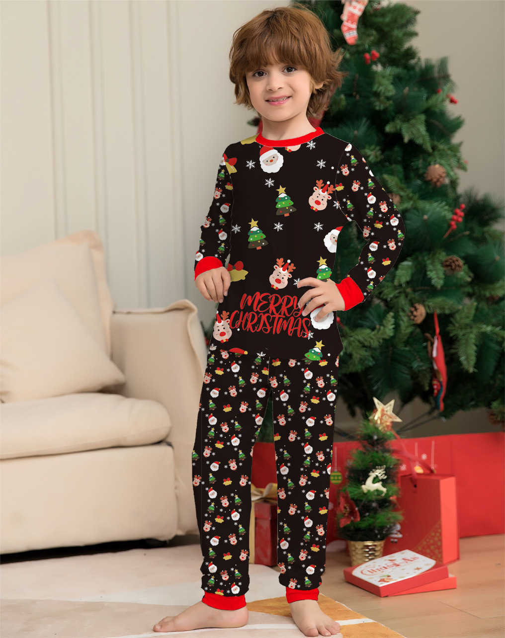 Family Matching Outfits Xmas Pajamas Set Arrivals 2023 Christmas Tree Santa Deer Print Adult Kids Pjs Baby Jumpsuit Dog Clothes 220924