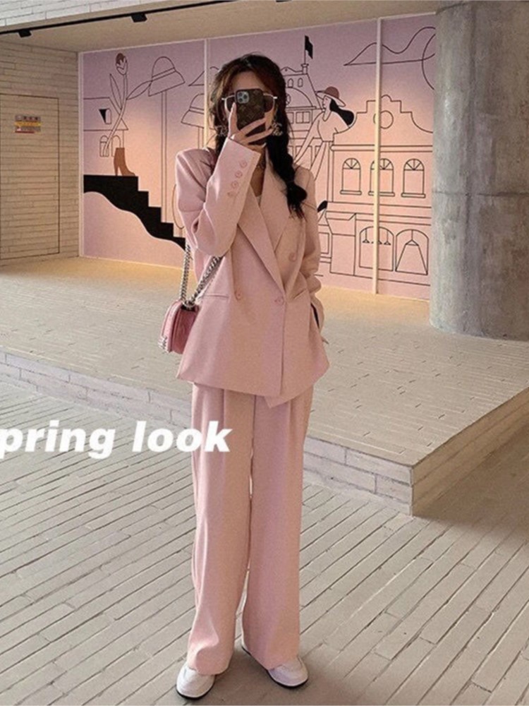 Women's Two Piece Pants Bella Women Office White Suit TwoPiece Pantsuit Elegant Blazer Female Set Casual Loose Pants Jacket Work Clothes 220922