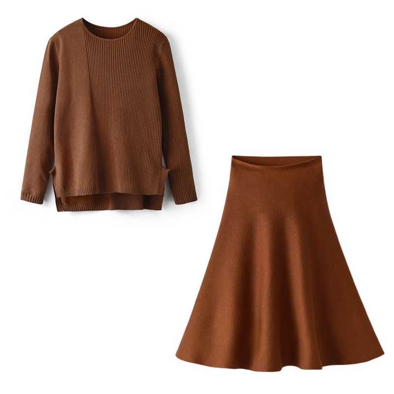 Family Matching Outfits Fashion Women Knitted Clothes Set Femal Knitting Tops Skirts Woman Autumn Winter Knit Clothing 220924