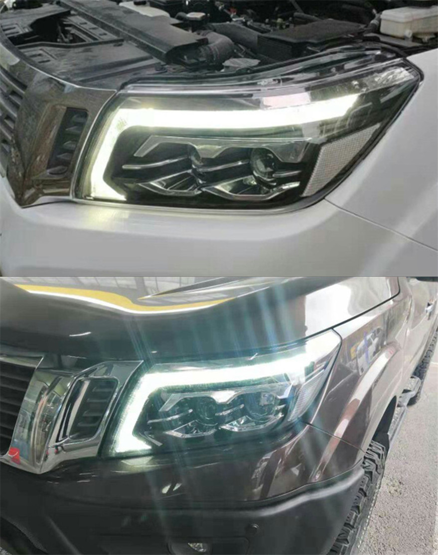 2 PCS Auto Car Head Light Parts For Navara NP300 20 17-2021 Modified LED Lamps Headlights Daytime Running Lights