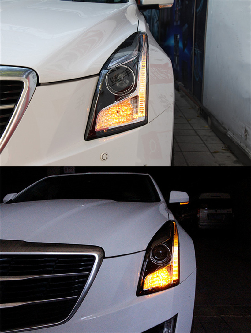 Auto Tuning Headlights For Cadillac ATS-L 20 14-20 18 Bi-Xenon Beam Fog Lights LED Turn Signal Running Lights