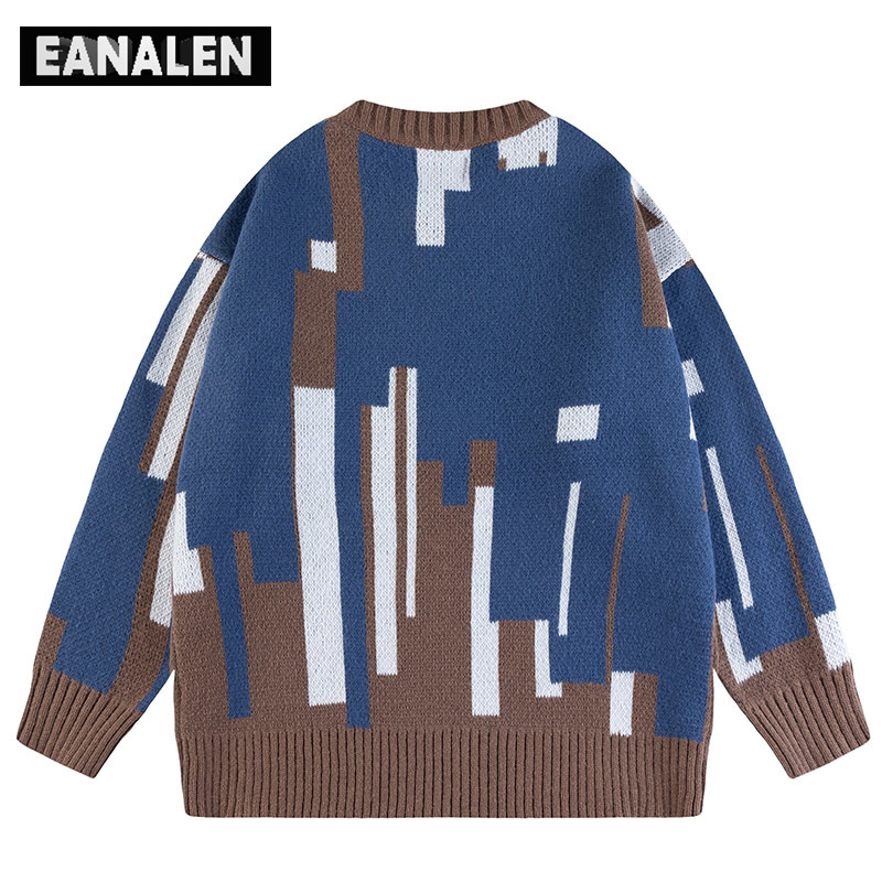 Men's Sweaters Harajuku Retro Contrast Color Jumper Sweater Men's Oversized Winter Cute Squirrel Knit Sweater Grandpa Ugly Sweater Women