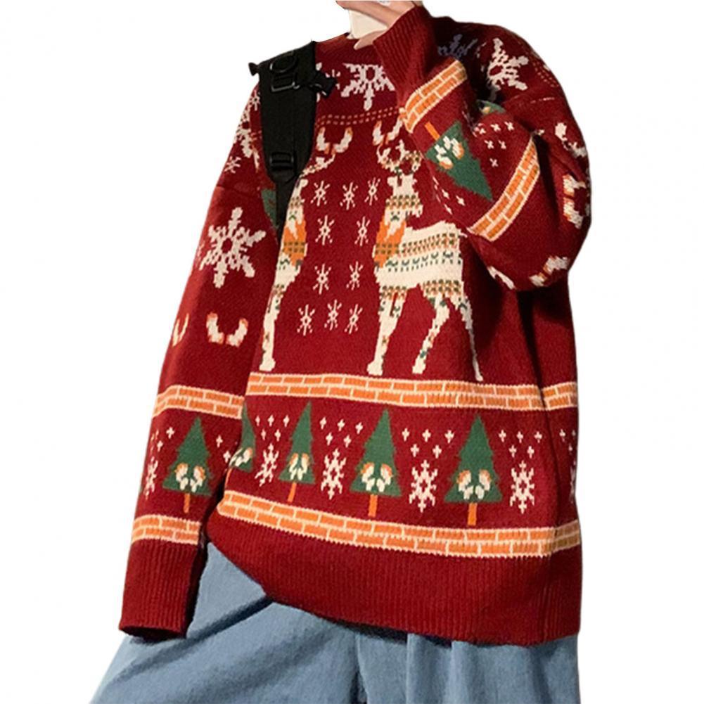 Men's Sweaters Christmas Knitted Round Neck 3D Print Pullover Year Loose Lovely Turtleneck for Autumn Winter 220924