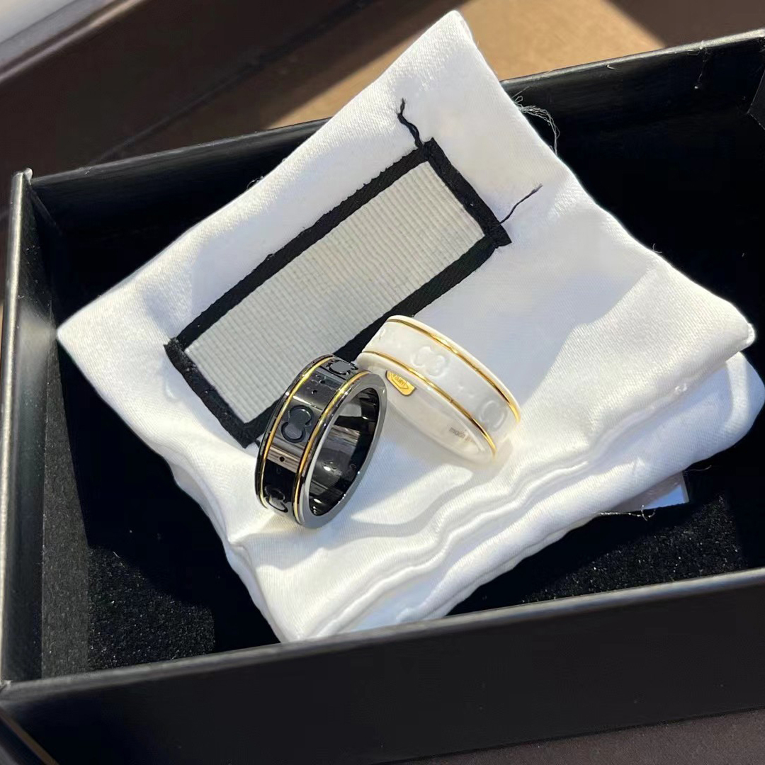 Luxurys designers ring with clear lettering fine workmanship full personality engagement jewelry gold and silver Wedding Party Couple gifts rings for women