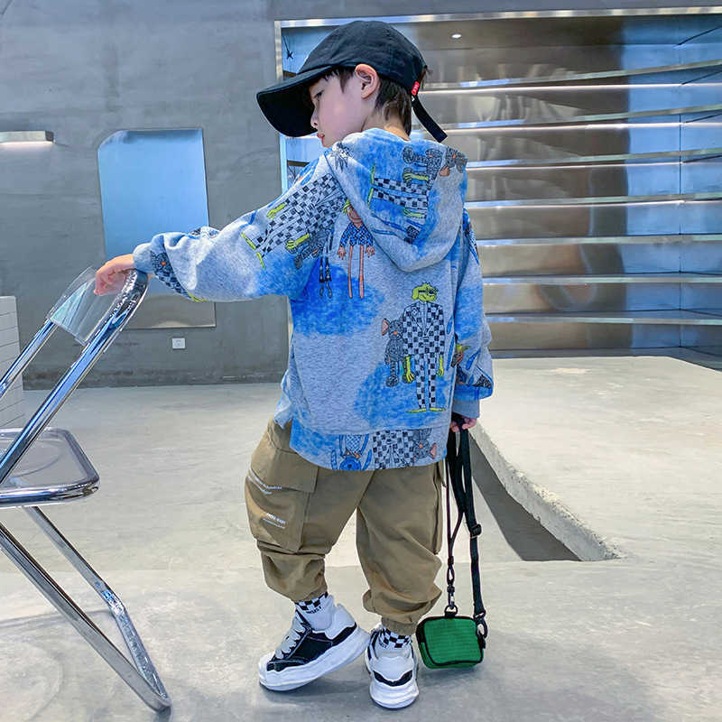 Pullover Teen Boys Clothes Fashion Casual Hooded Sweatshirts Spring Autumn Loose Long Sleeve Pullovers Children s Clothing Top 4 14 Y 220924