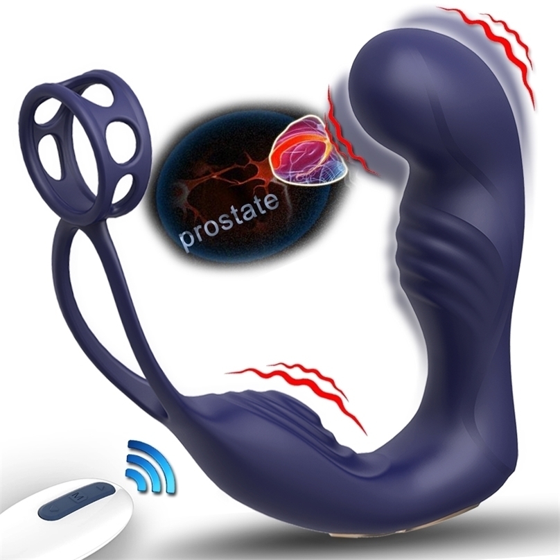 Anal Toys Male Prostate Massage Remote Dual motor Vibrator Delay Ejaculation Cock Ring Testis Stimulate Anus Butt Adult Sex 220923