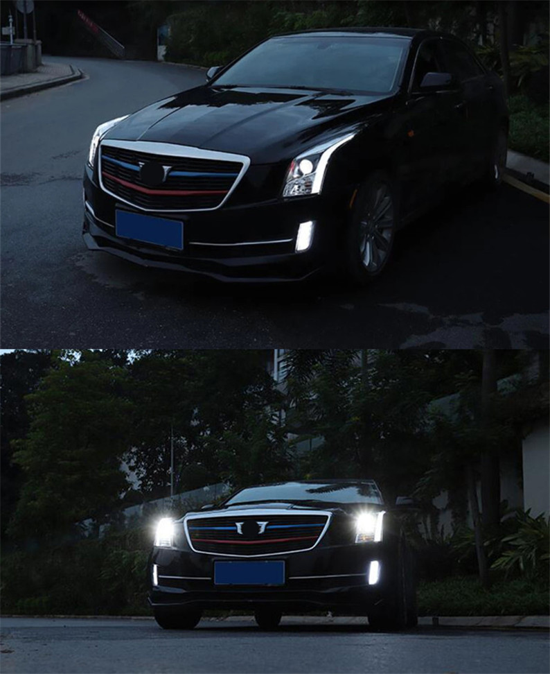 Auto Tuning Headlights For Cadillac ATS-L 20 14-20 18 Bi-Xenon Beam Fog Lights LED Turn Signal Running Lights
