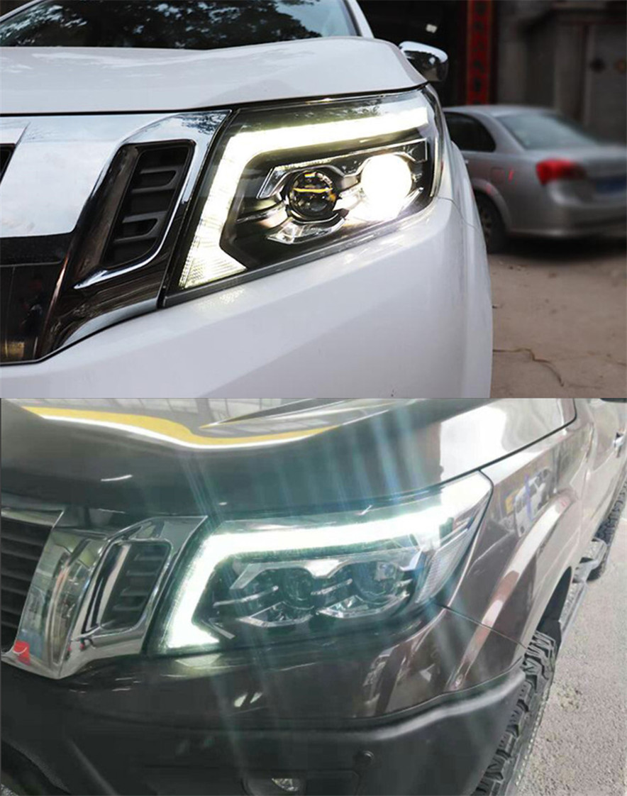 2 PCS Auto Car Head Light Parts For Navara NP300 20 17-2021 Modified LED Lamps Headlights Daytime Running Lights