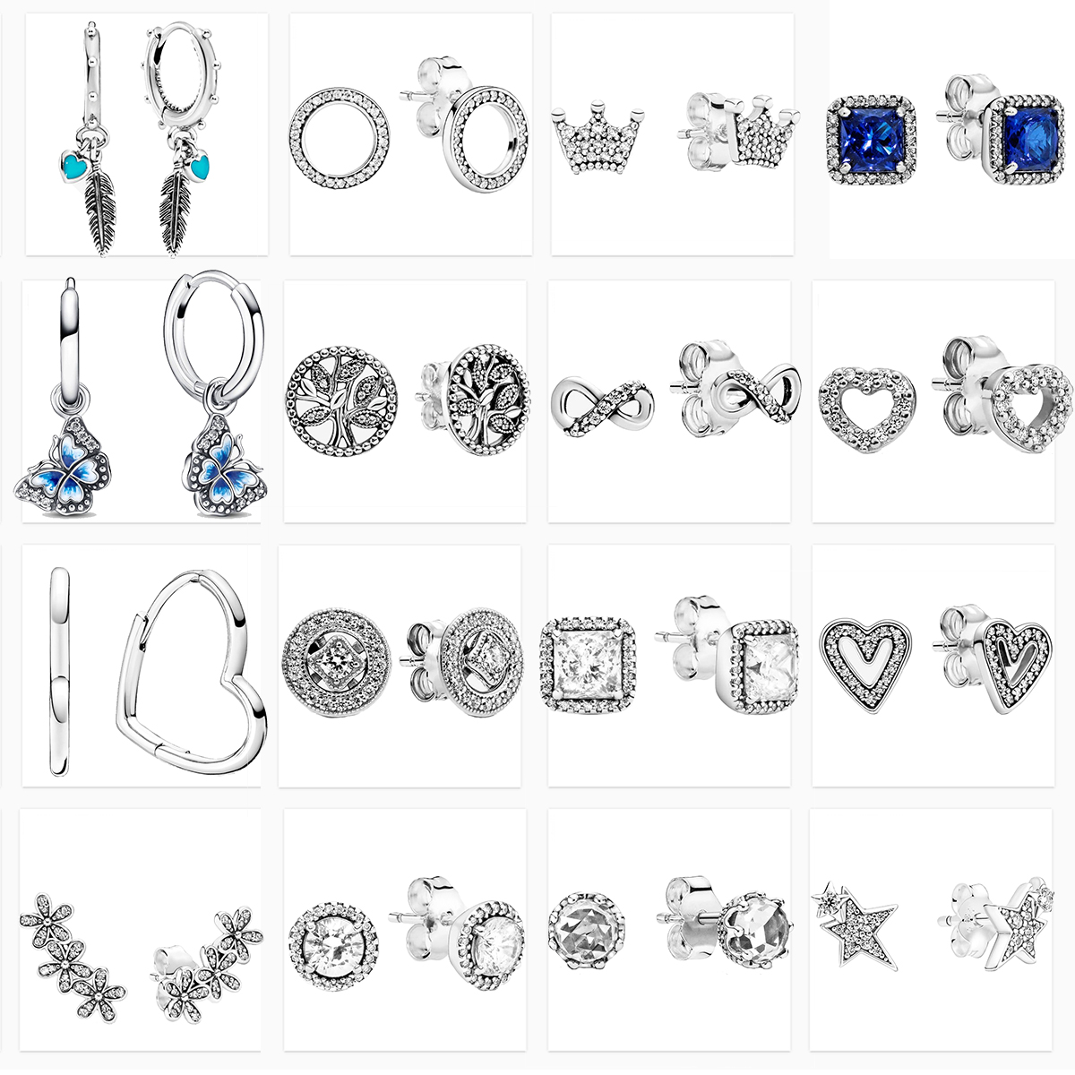 New Popular 925 Sterling Silver Sparking Crown Hoop Earrings Fashion Birthday Gifts Ladies Jewelry Fashion Accessories