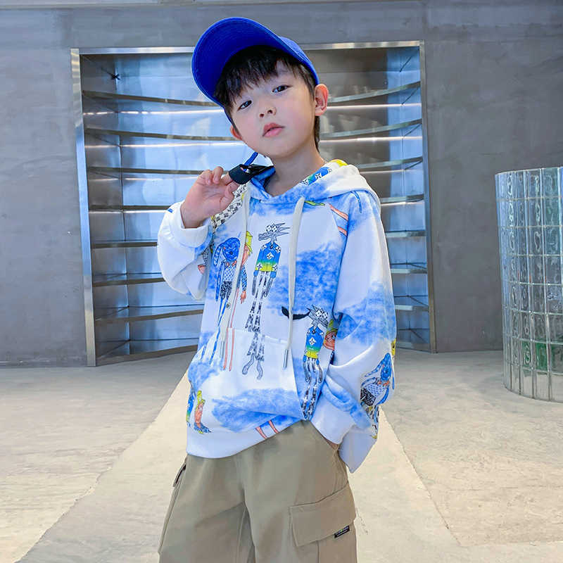 Pullover Teen Boys Clothes Fashion Casual Hooded Sweatshirts Spring Autumn Loose Long Sleeve Pullovers Children s Clothing Top 4 14 Y 220924