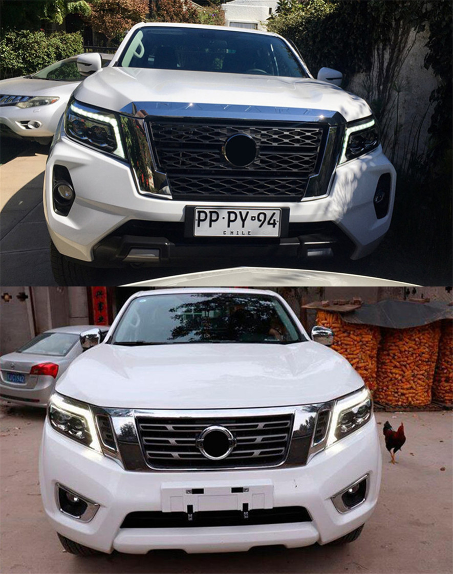 2 PCS Auto Car Head Light Parts For Navara NP300 20 17-2021 Modified LED Lamps Headlights Daytime Running Lights