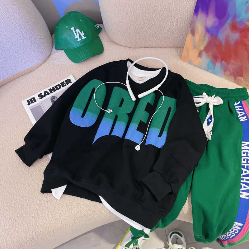 Pullover Leisure Sweatshirts for Autumn Tops Children s Long Sleeve Fashion Gradient Patchwork Cool Big Boys Clothes 5 7 9 11 12 13 14Yrs 220924