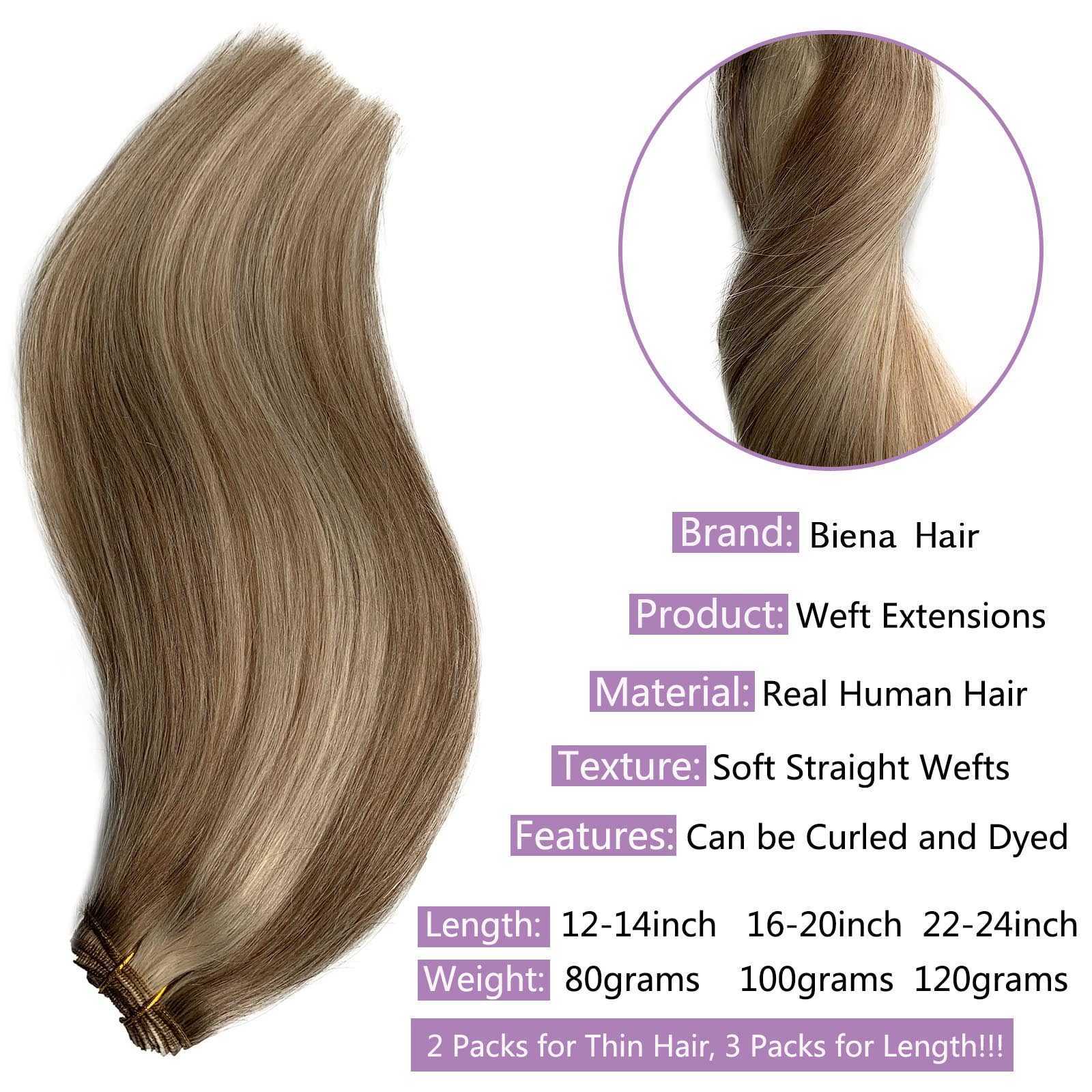 Hair Bulks Blonde Highlights Sew in Human Balayage Double Machine Weft Hand Tied Weave Bundles 220924