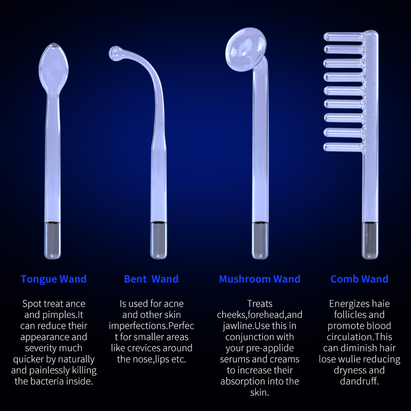 Face Massager High Frequency Electrode Nozzle Attachment 4 Pcs Glass Tubes Red light Neon Violet Argon Blue light mixing Face Skin Care 220926
