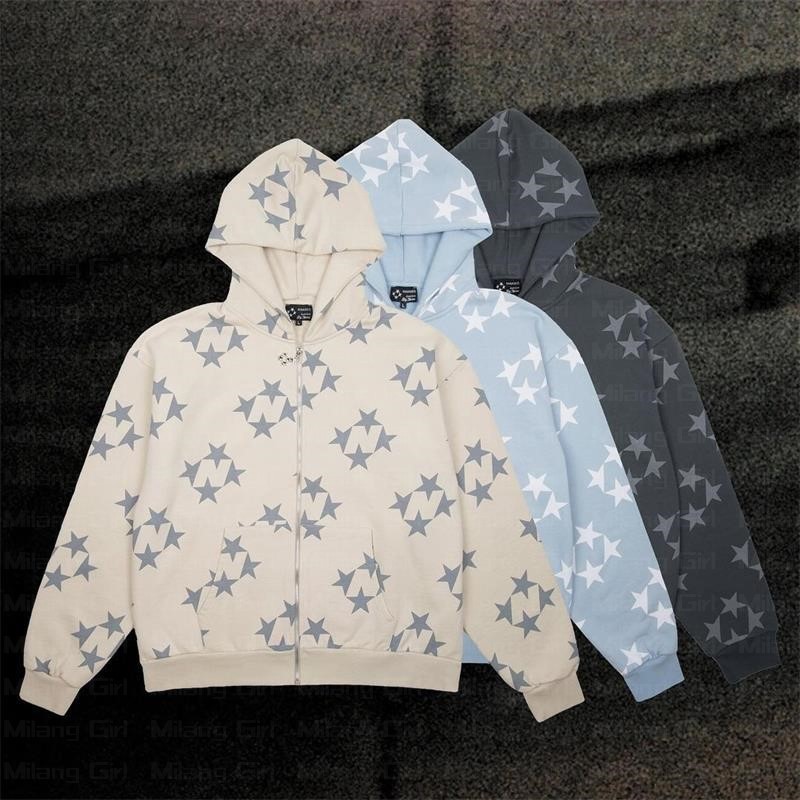 Women's Hoodies Sweatshirts Vintage Fashion Star Graphic Fairy Grunge Men Women Long-Sleeved Zip Hoodie Jacket Oversize Streetwear Y2k Clothes Em