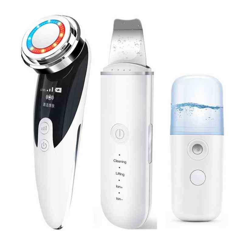 Face Skin Care Vibration Massage Device Eye Lifting Wrinkle Removal Ultrasonic Scrubber Facial Pore Cleaner Nano Sprayer 220516