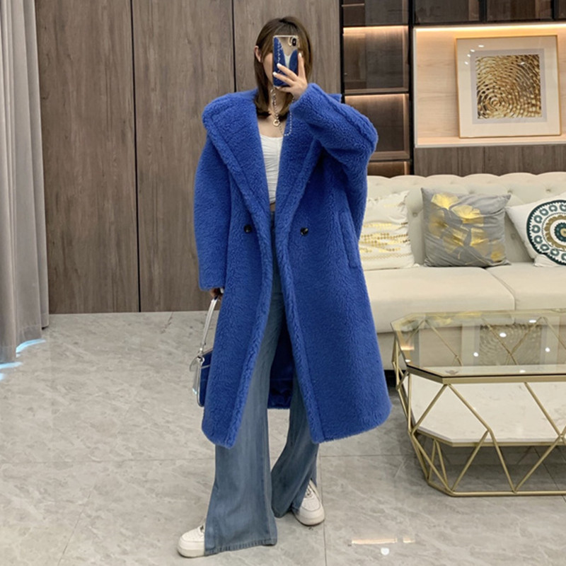 Women's Fur Faux 62% Alpaca 26% Wool 12% Silk Coat Winter Thicken Teddy Bear Soft One 220927