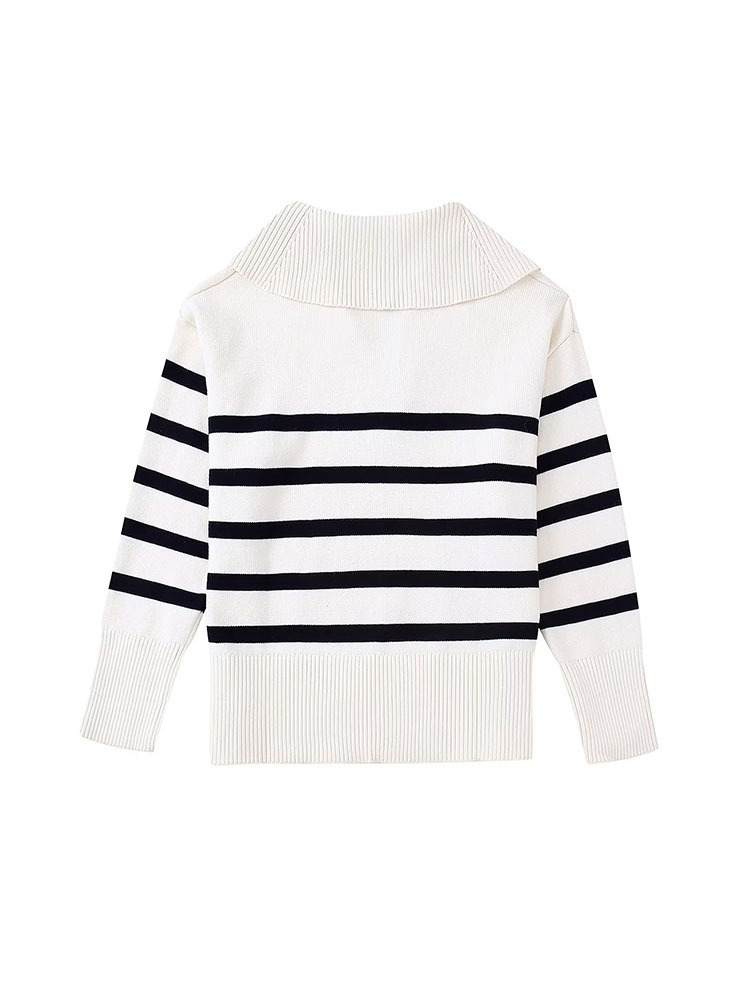 Womens Sweaters Women Autumn Leisure Fashion Striped knitted Sweater Vintage Lapel Long Sleeve Female Pullovers Chic Tops 220923